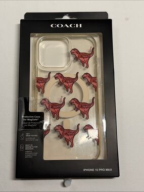 COACH Clear iPhone 15 Pro Max Case with Pink Rexy Design